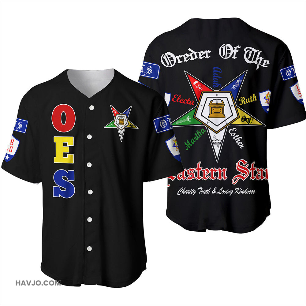 Order Of The Eastern Star Letter Black Baseball Jersey
