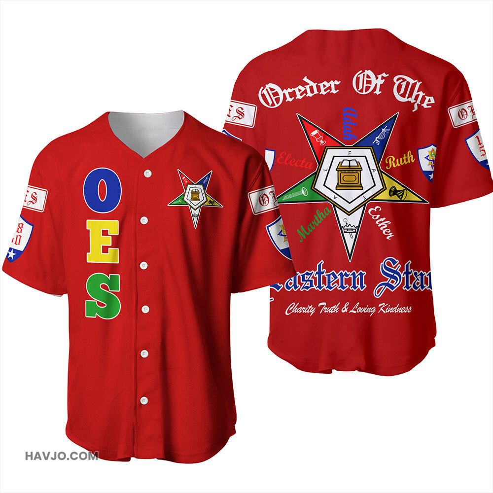 Order Of The Eastern Star Letter Red Baseball Jersey