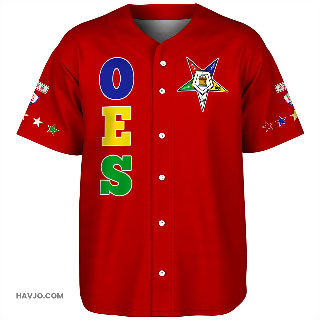 Order of the Eastern Star Letters Red Baseball Jersey