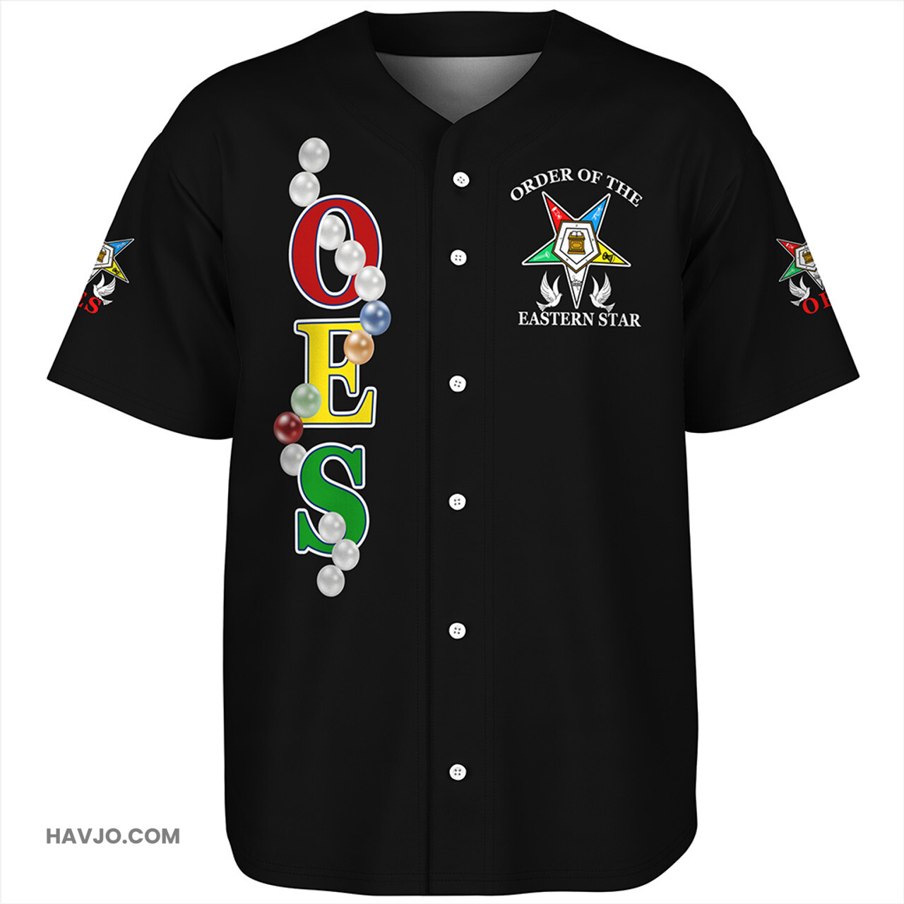 Order of the Eastern Star Pearls Black Baseball Jersey