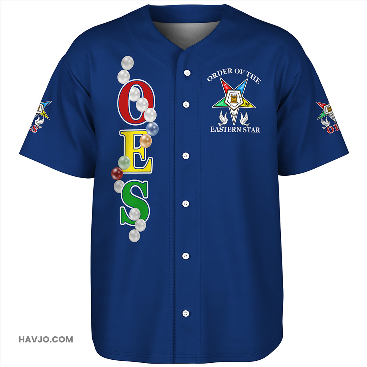 Order of the Eastern Star Pearls Blue Baseball Jersey
