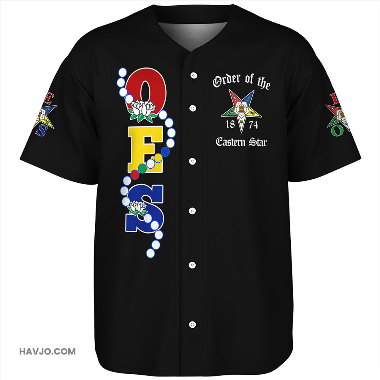 Order of the Eastern Star Sorority Pearl And Rose Flower Baseball Jersey