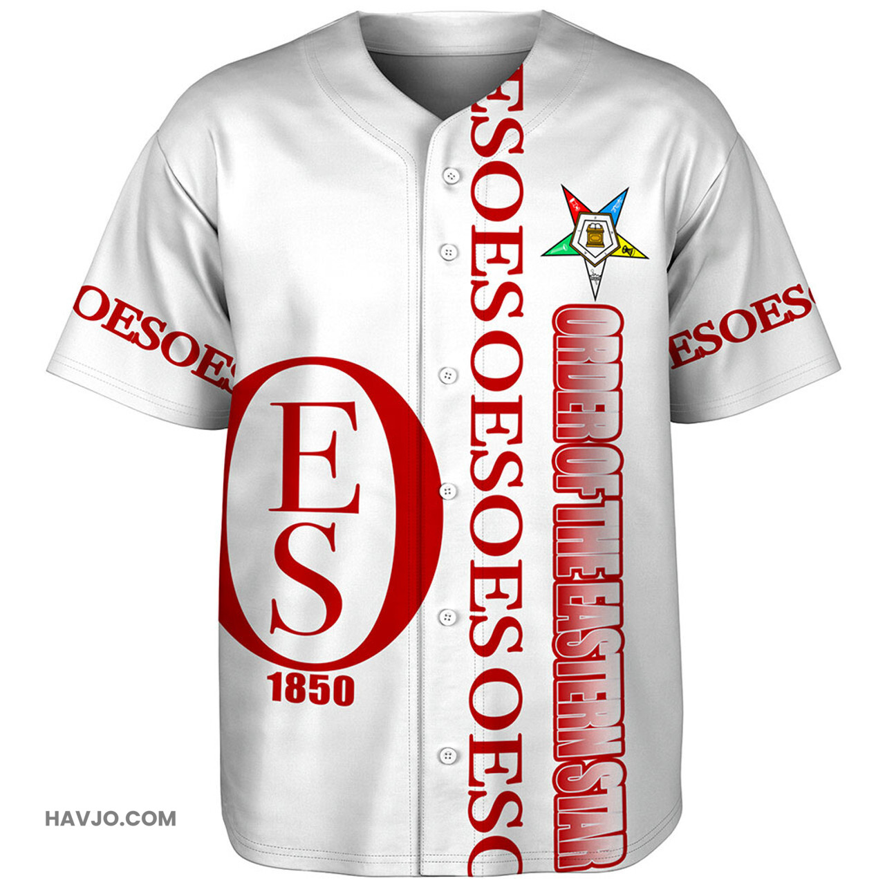 Order of the Eastern Star White OES Style Baseball Jersey