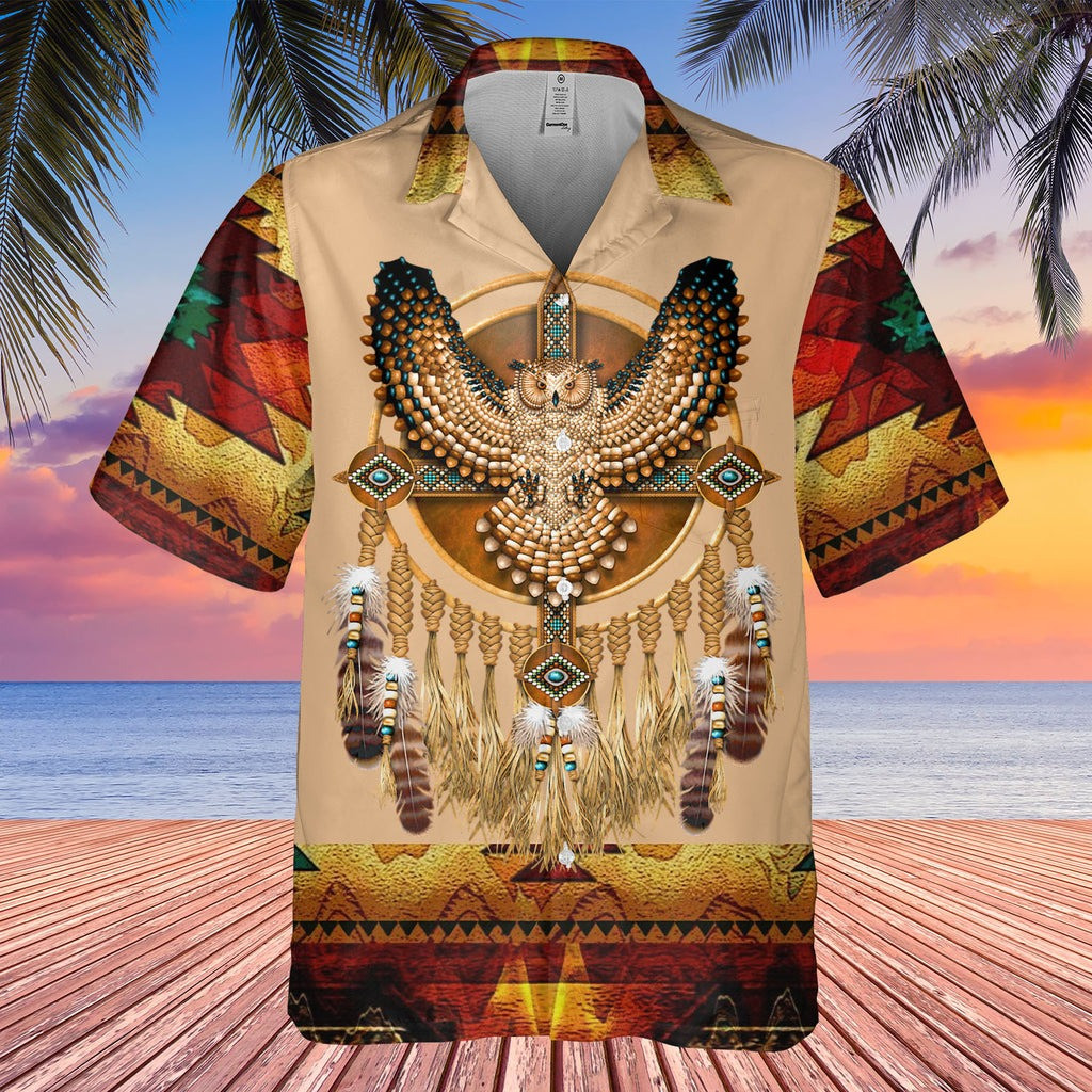 Owl Native American Hawaiian Shirt Men's Apparel Native American Themed Gifts