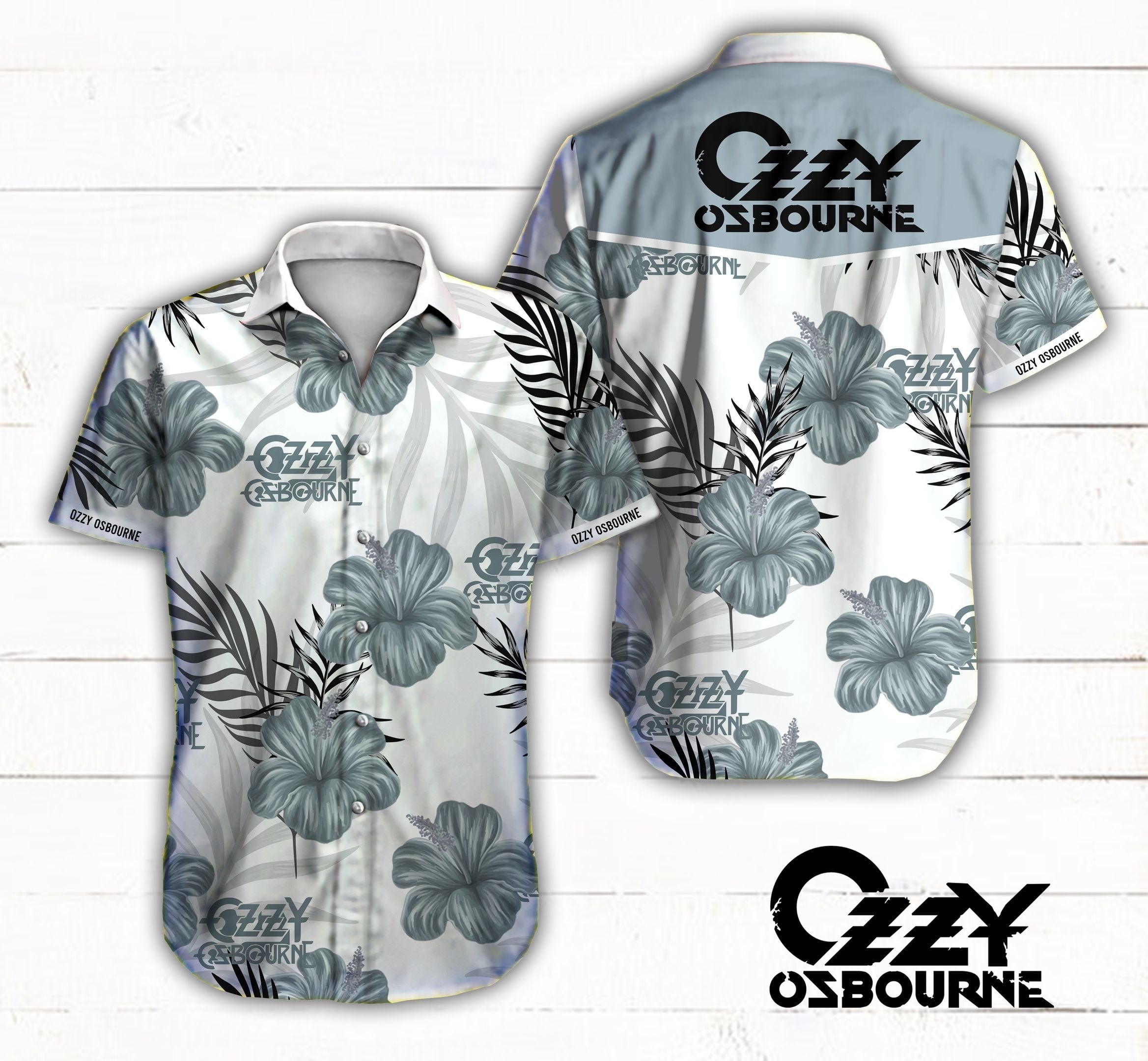 Ozzy Osbourne Hawaiian Shirt Tropical Aloha Button Up