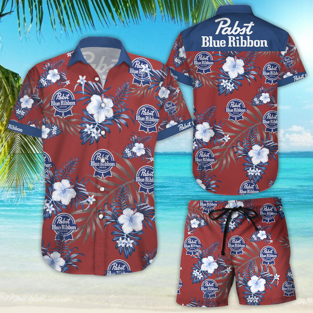 Pabst Blue Ribbon Full 3d Hawaiian Shirt Tropical Aloha Button Up
