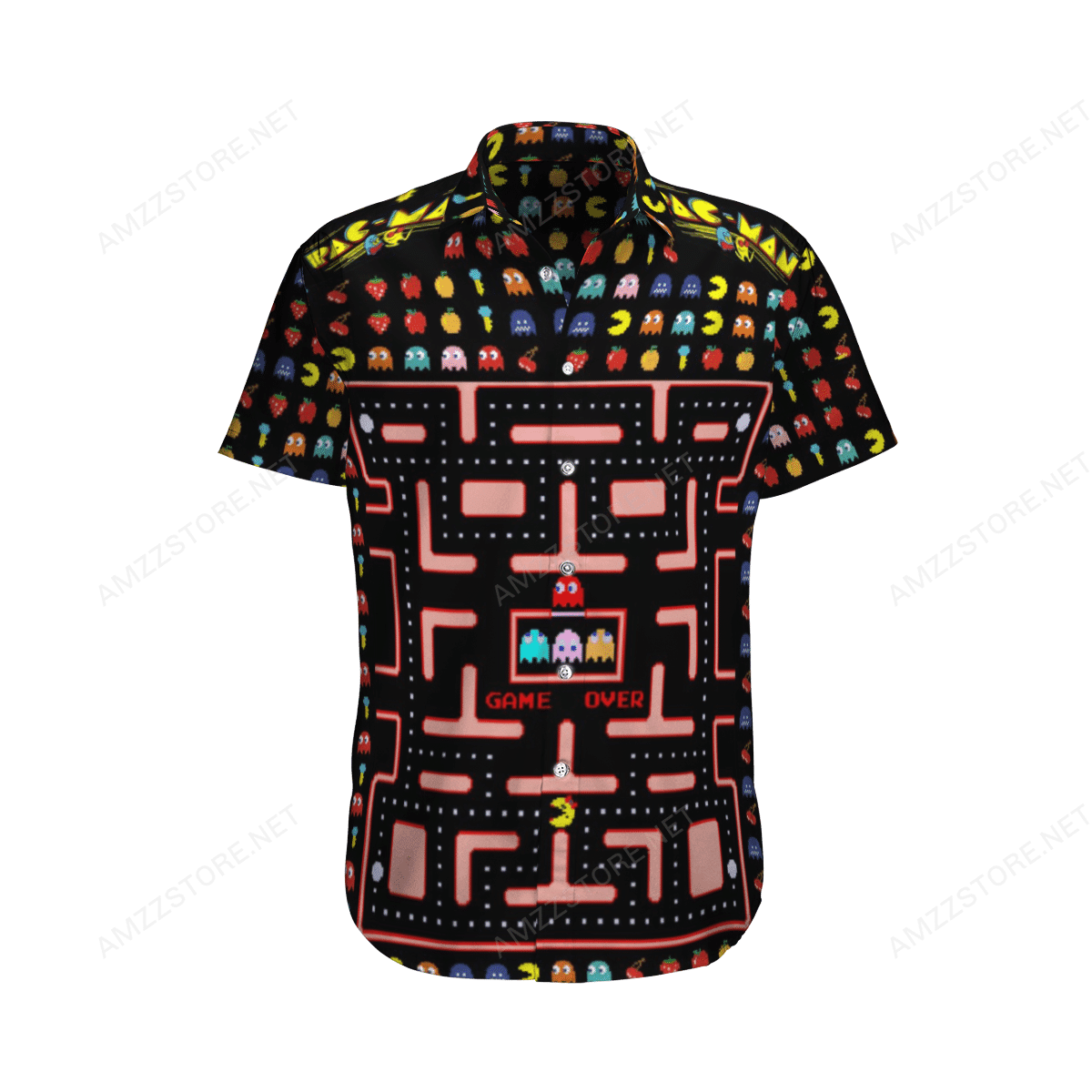 Pac-man Game Over Hawaiian Shirt Tropical Aloha Button Up