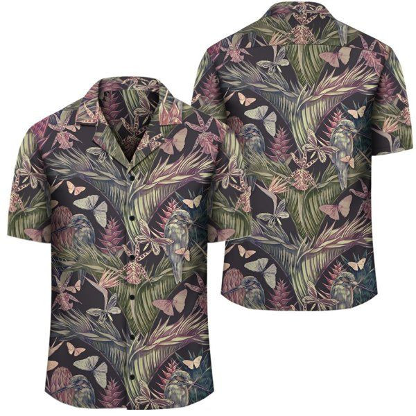 Palm Leaves Tropical Flowers Hawaiian Shirt Tropical Aloha Button Up