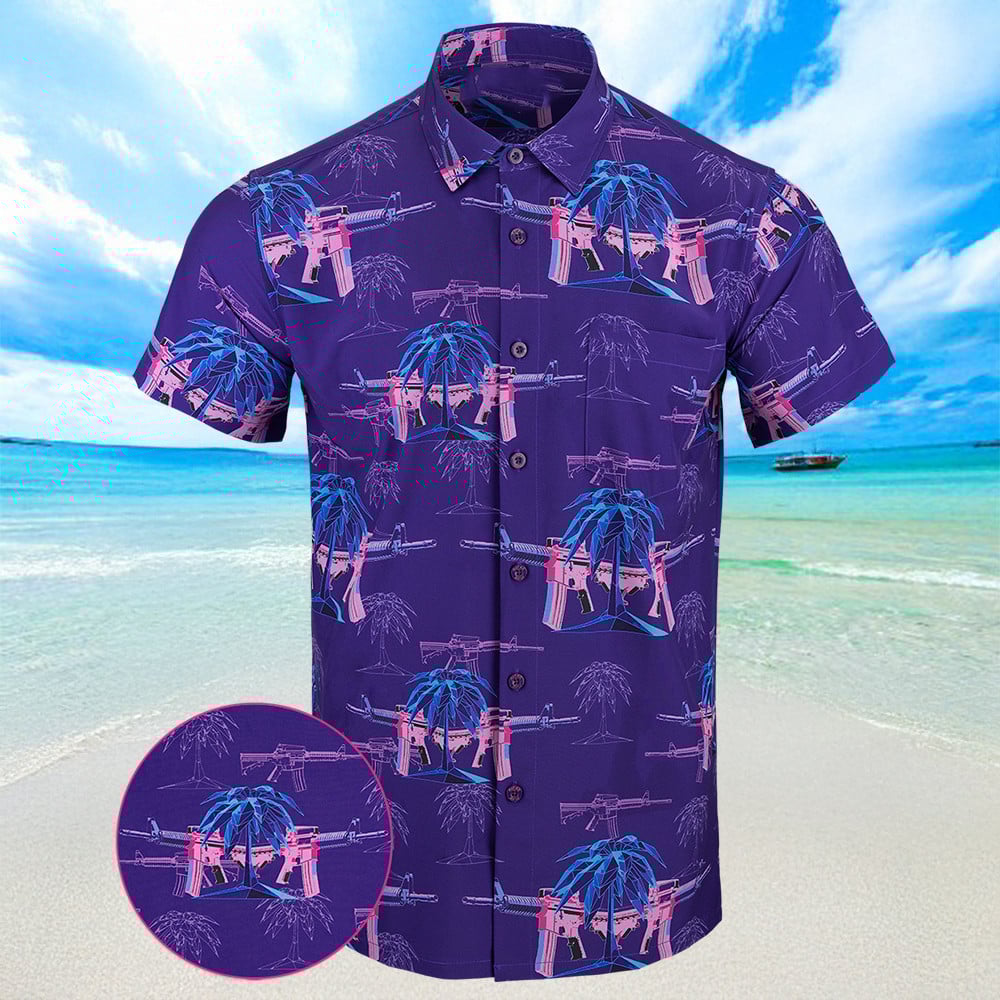 Palm V2 Purple Hawaiian Shirt Summer Short Sleeve Button Up Shirts Gifts For Husband