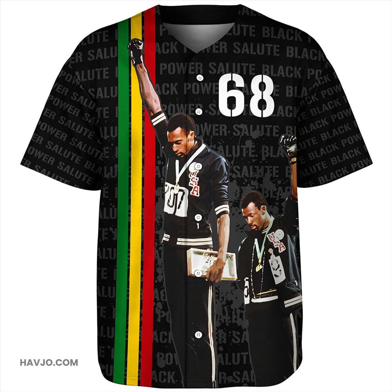 Pan-African 1968 Olympics Rasta Baseball Jersey