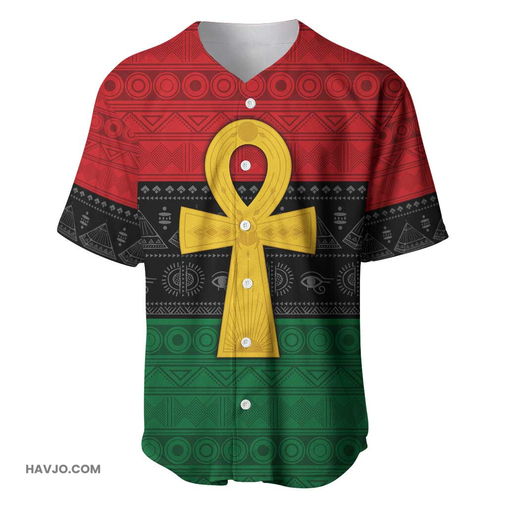 Pan-African Ankh Egyptian Cross Baseball Jersey