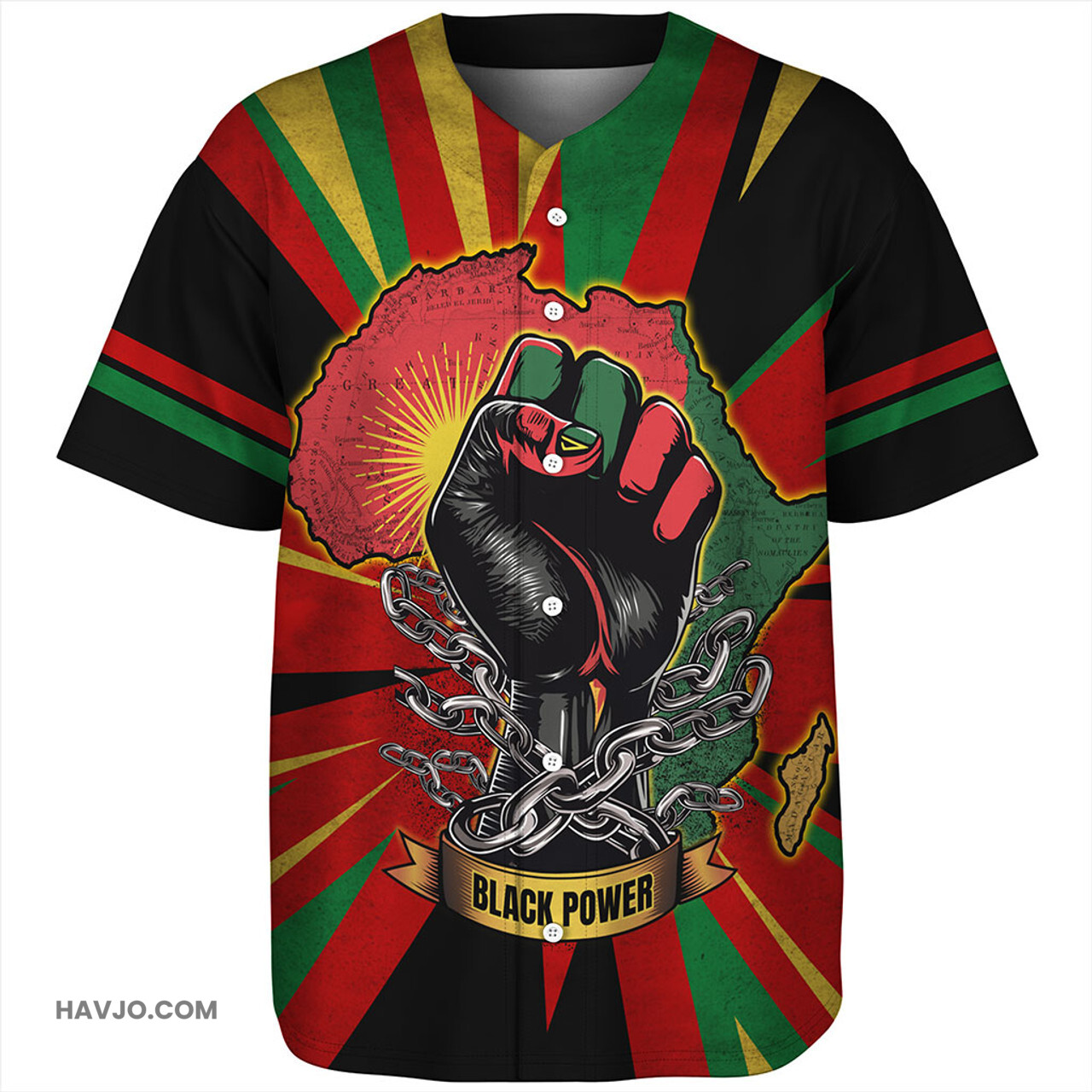 Pan-African Black Power Breaking Chains Baseball Jersey