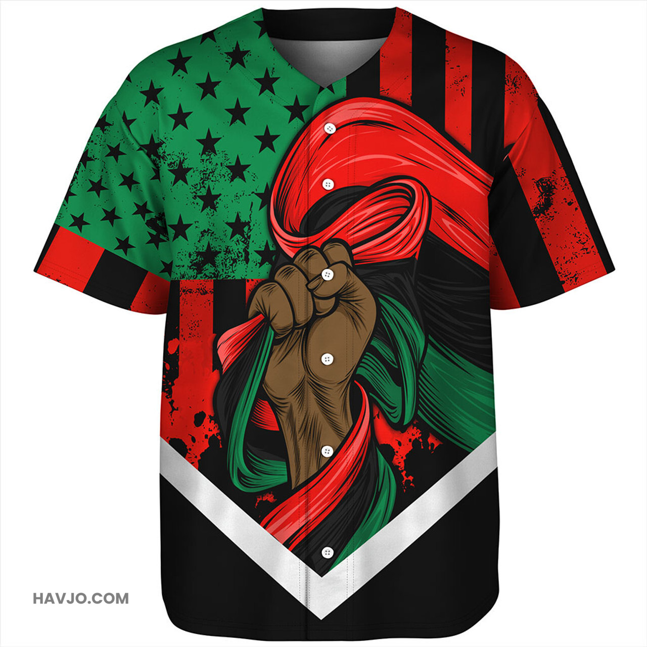 Pan-African Flag Usa Hand Drawn Style Baseball Jersey