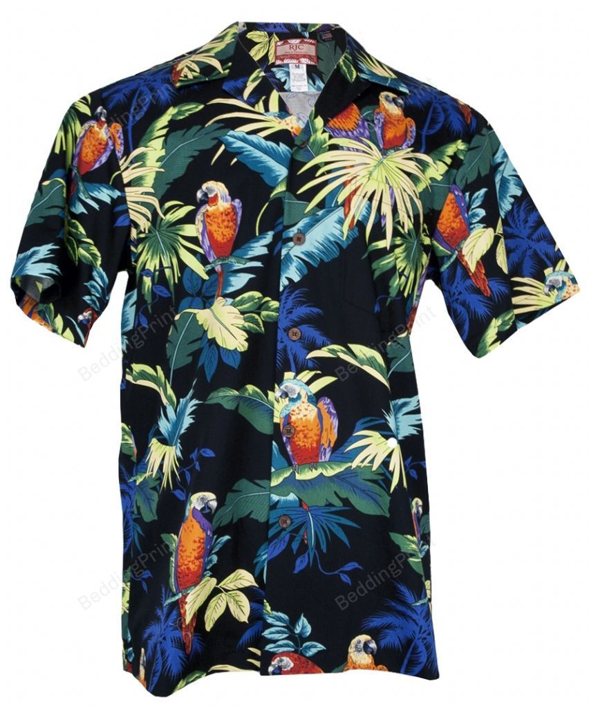 Paradise Parrots Mens Hawaiian Shirt Tropical Aloha Button Up