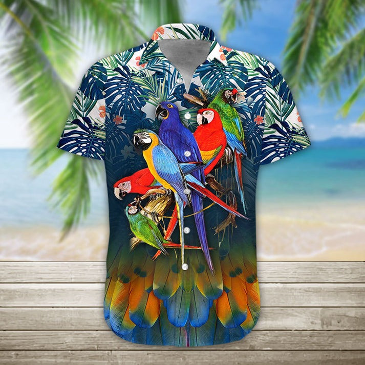Parrot Hawaiian Shirt Tropical Button Up Shirt Gift Ideas For Parrot Lovers