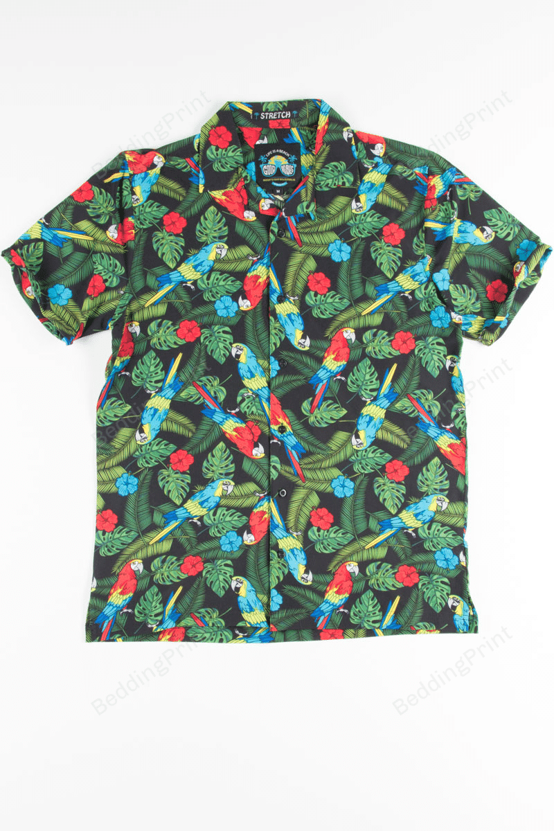 Parrot Party Pattern Hawaiian Shirt Tropical Aloha Button Up