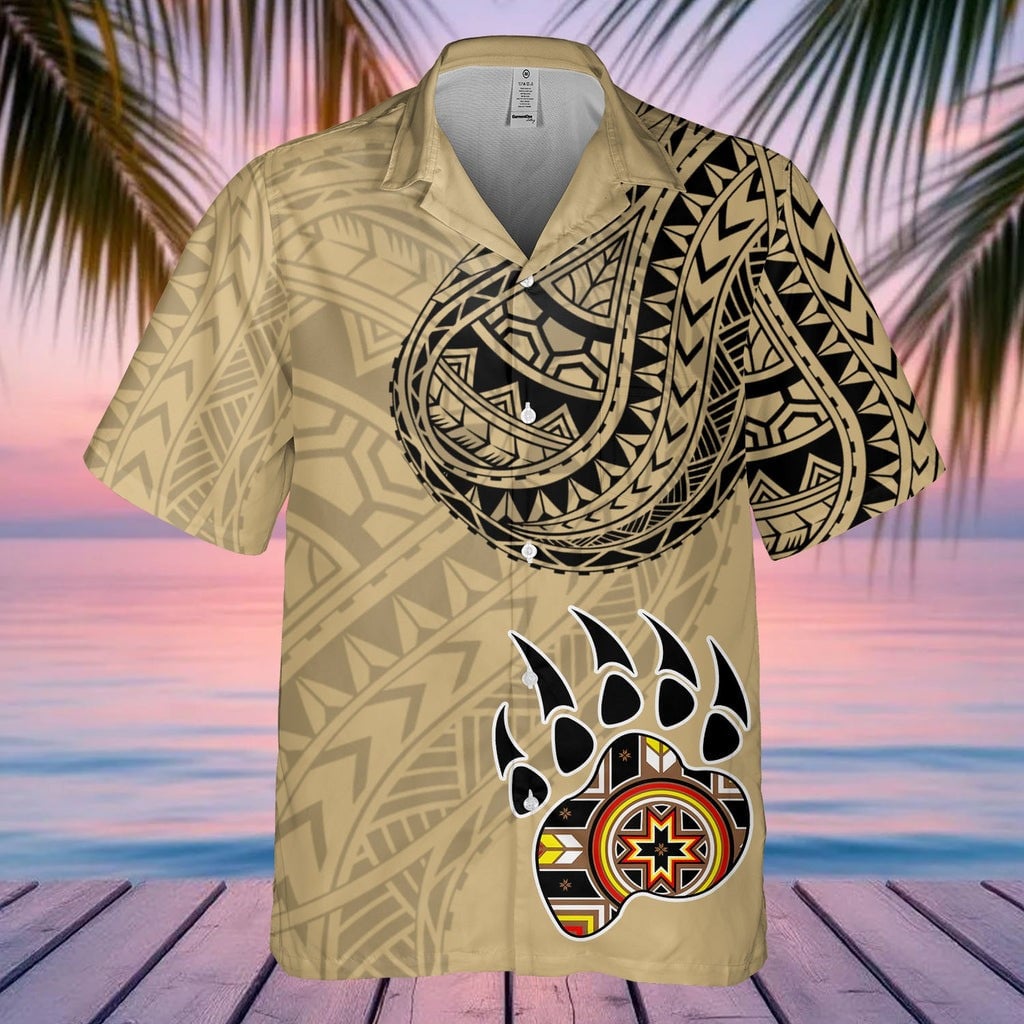 Paw Bear Native American Hawaiian Shirt Modern Native American Inspired Clothing