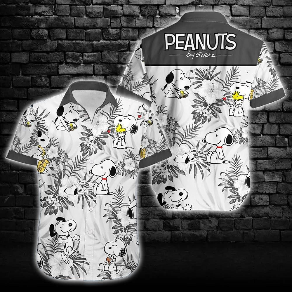 Peanuts By Schulz Snoopy Hawaiian Shirt Tropical Aloha Button Up