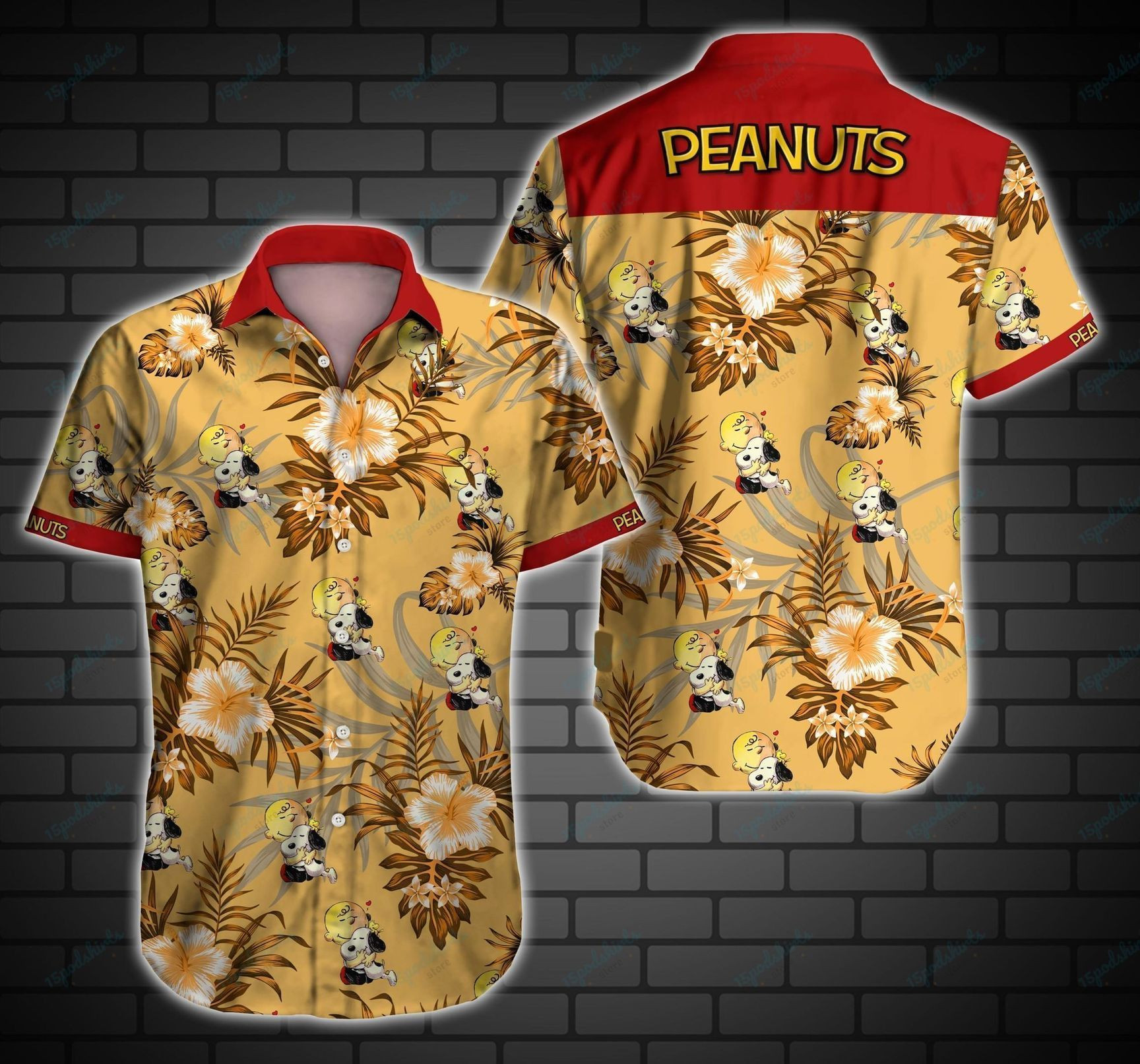 Peanuts Hawaiian Shirt Tropical Aloha Button Up