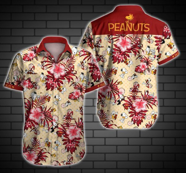 Peanuts Snoopy Hawaiian Shirt Tropical Aloha Button Up