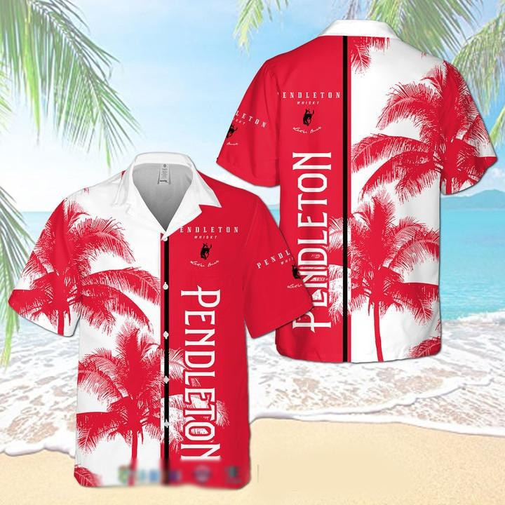 Pendleton Whisky Palm Tree Hawaiian Shirt Tropical Aloha Button Up