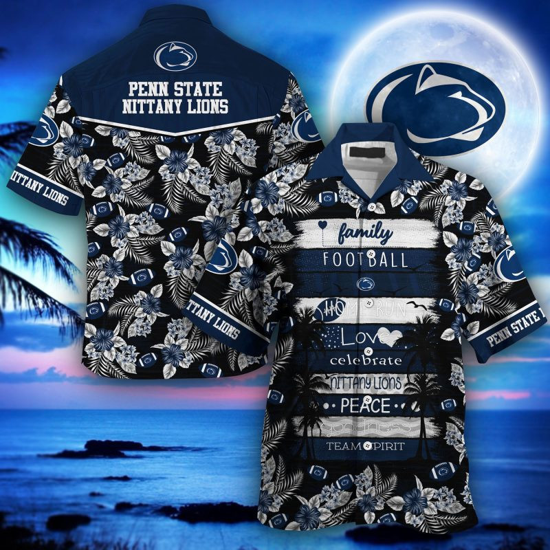 Penn State Nittany Lions Ncaa Hawaiian Shirt Tropical Aloha Button Up