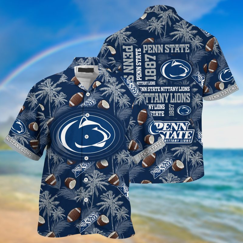 Penn State Nittany Lions Ncaa Hawaiian Shirt Tropical Aloha Button Up