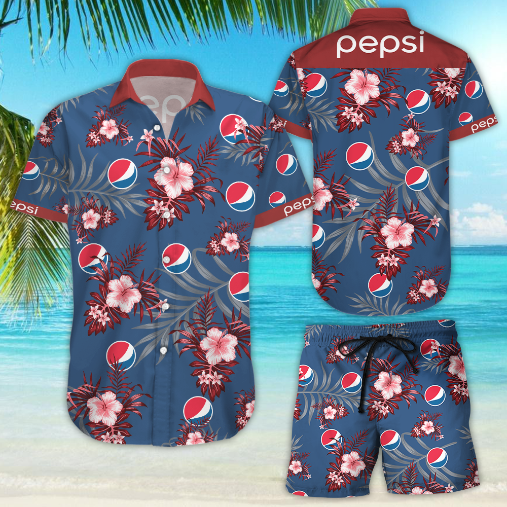 Pepsi Hawaiian Shirt Tropical Aloha Button Up