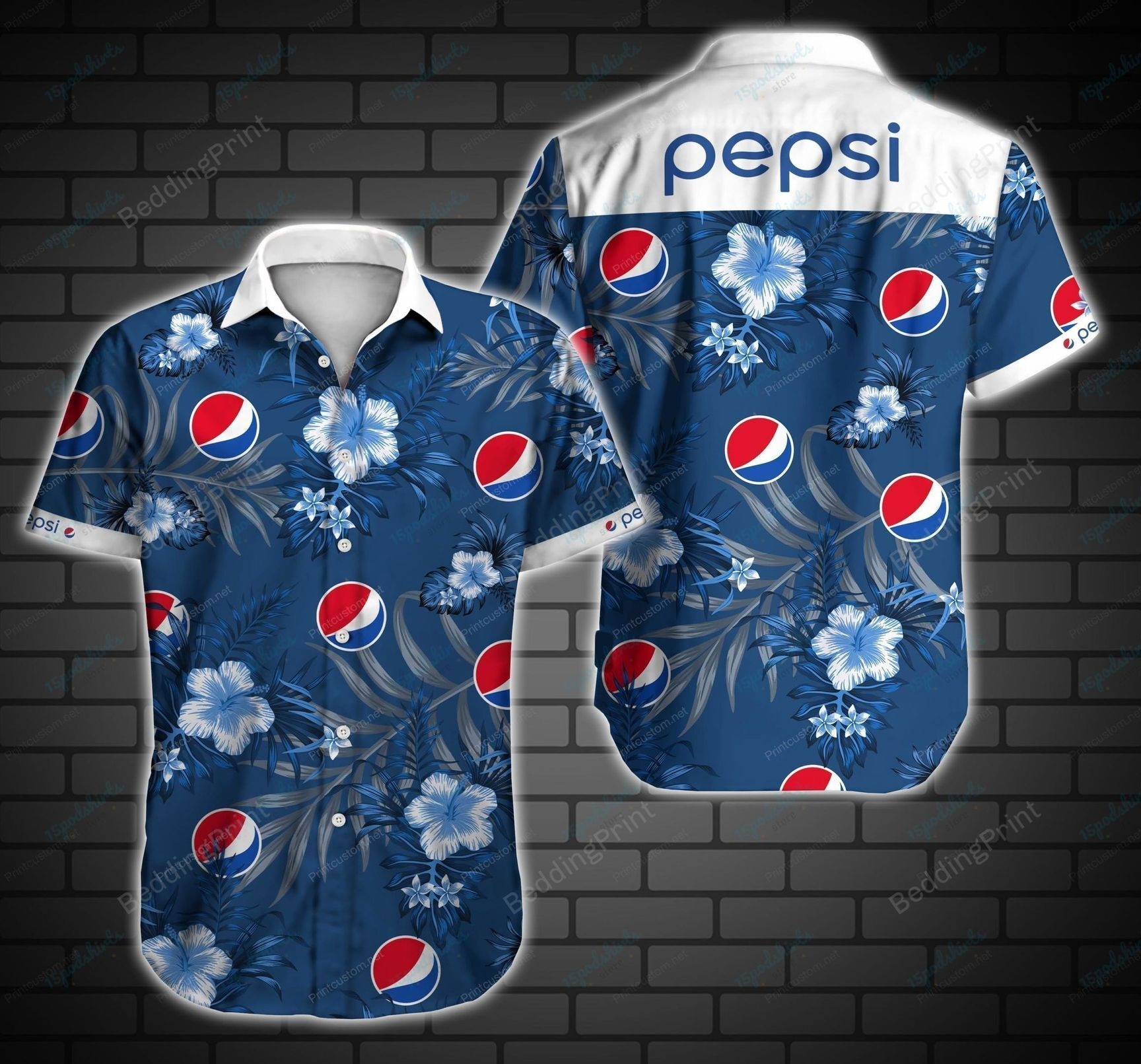 Pepsi Style 3 Hawaiian Shirt Tropical Aloha Button Up