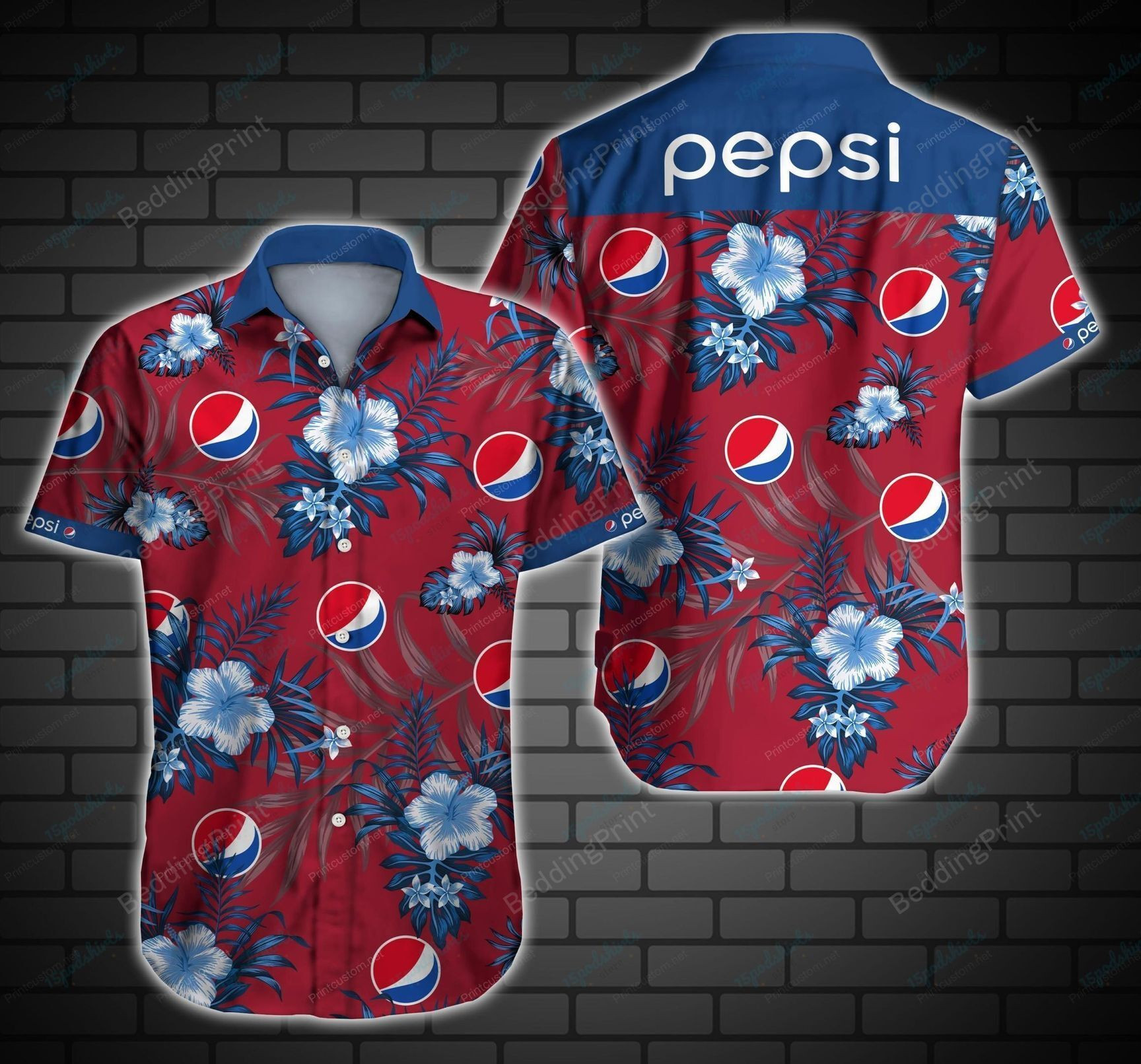 Pepsi Style 6 Hawaiian Shirt Tropical Aloha Button Up