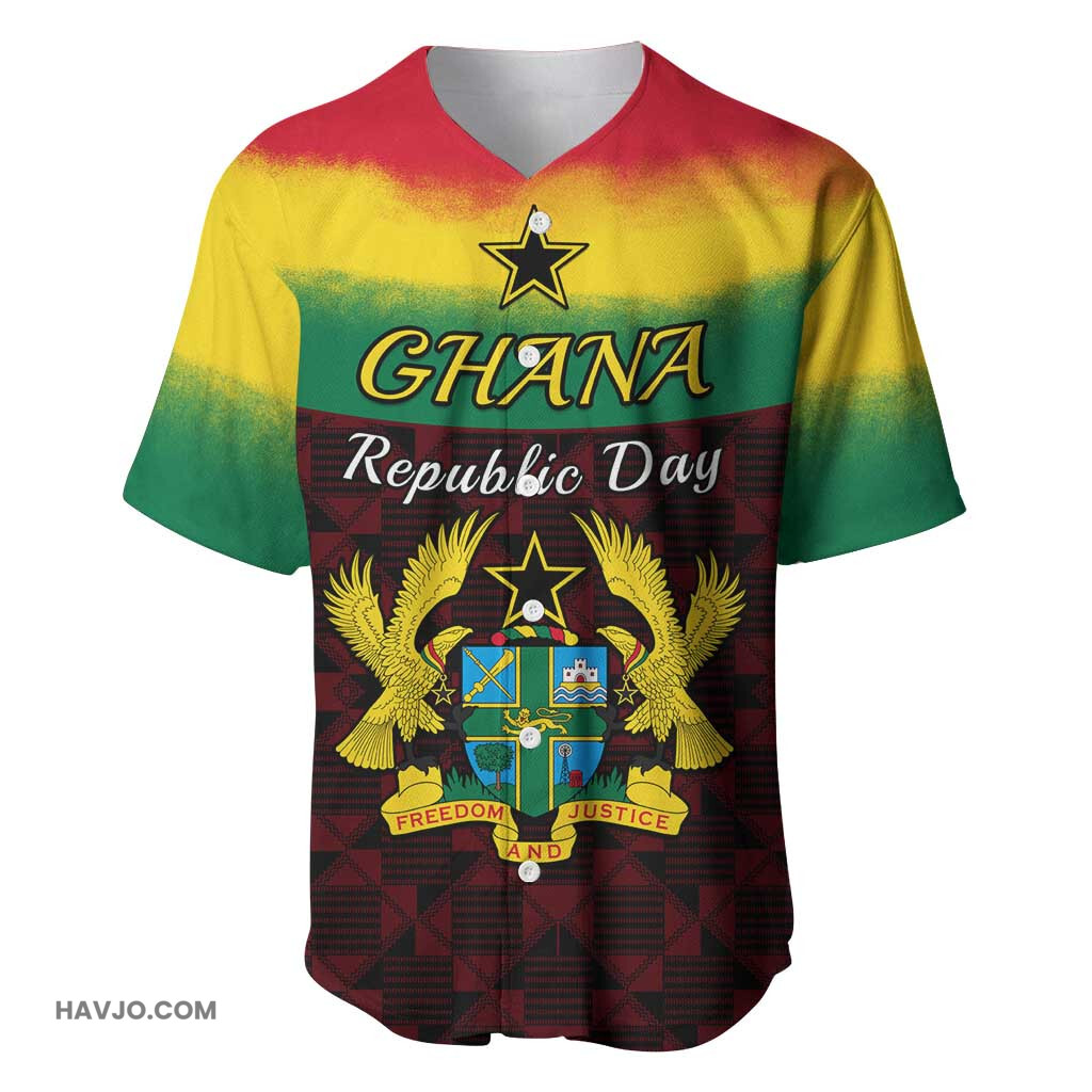 Personalised 1 July Ghana Republic Day African Pattern Mix Flag Unique Style Baseball Jersey
