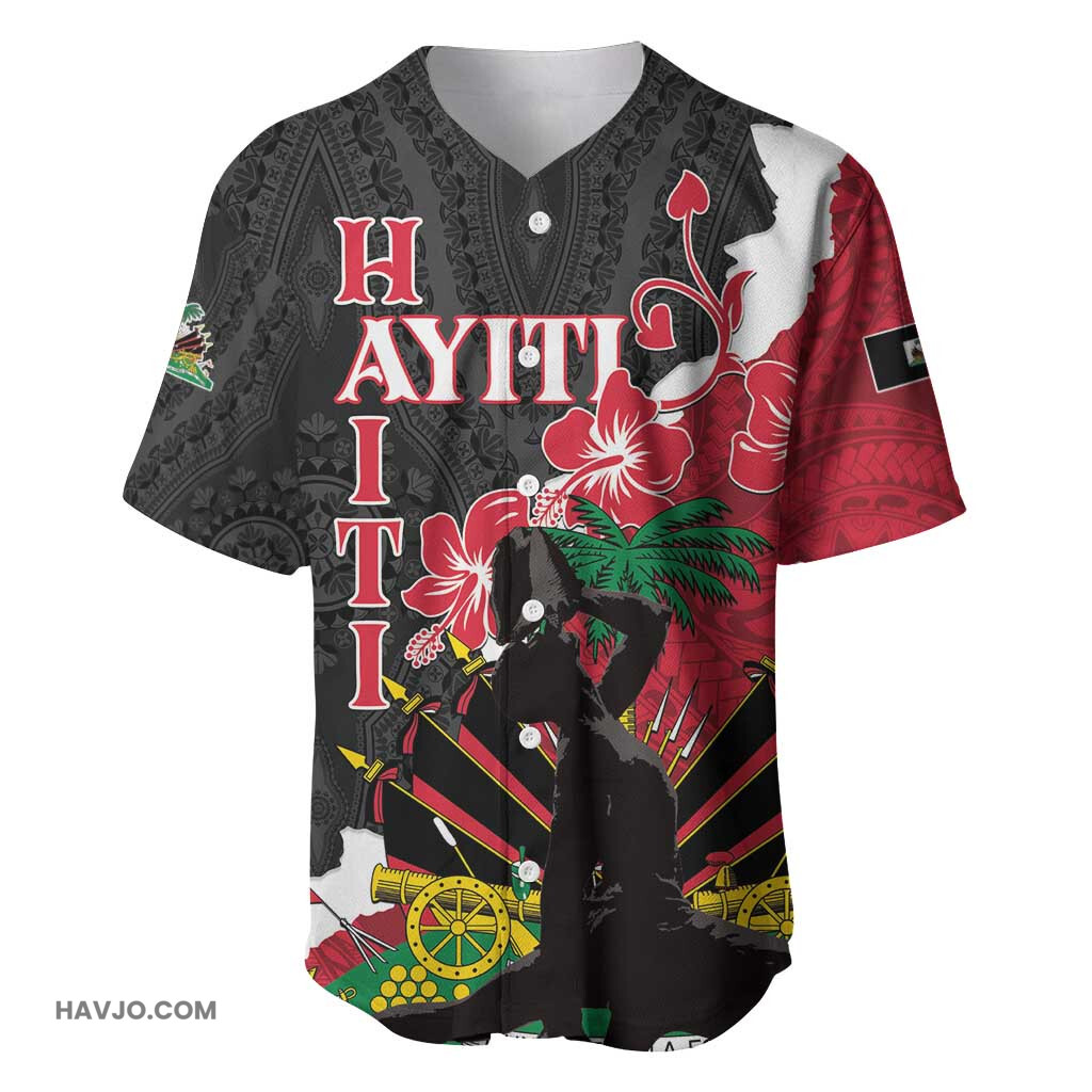 Personalised Afro Ayiti Neg Marron Dashiki Mix Polynesian Pattern Baseball Jersey