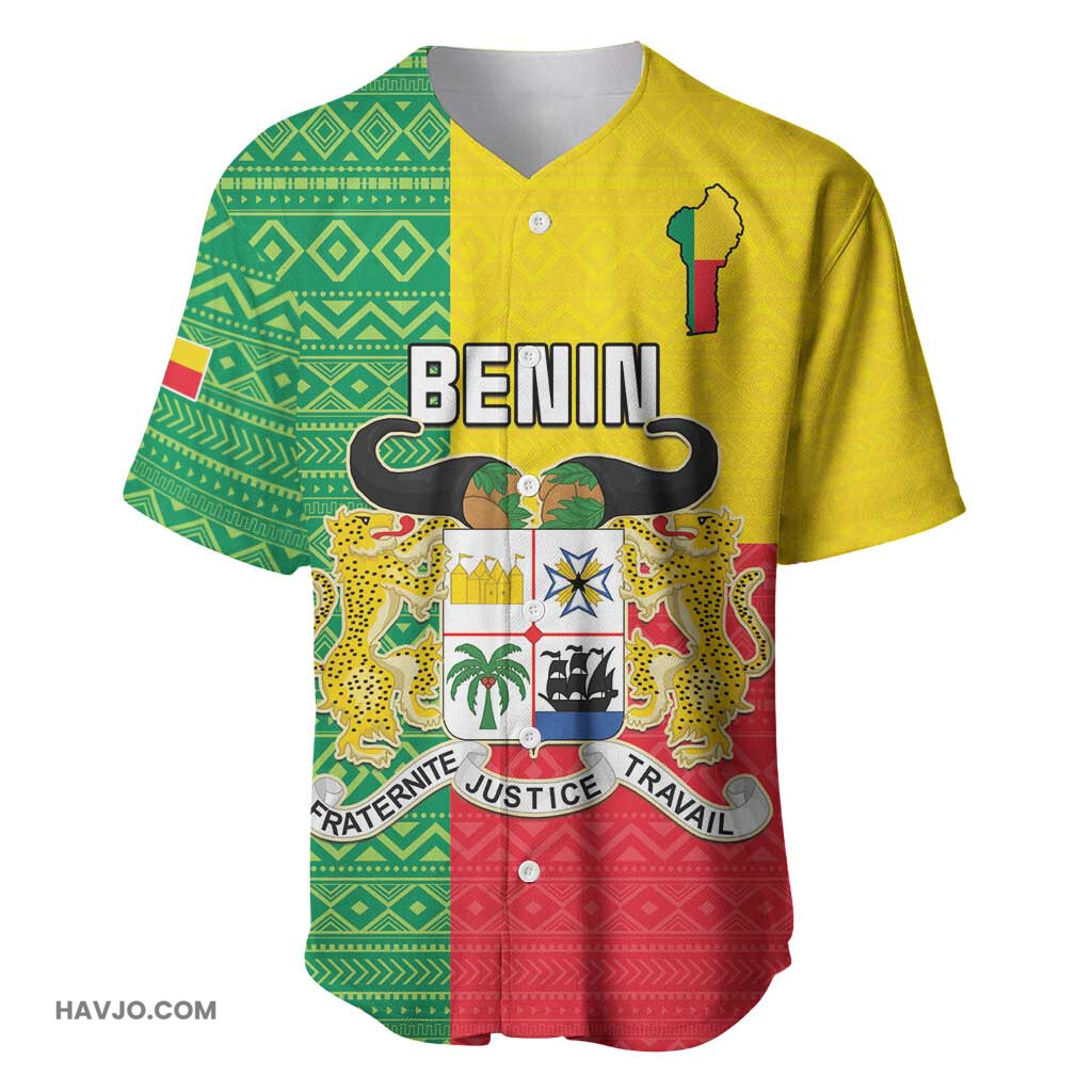 Personalised Afro Benin Flag Style African Pattern Baseball Jersey