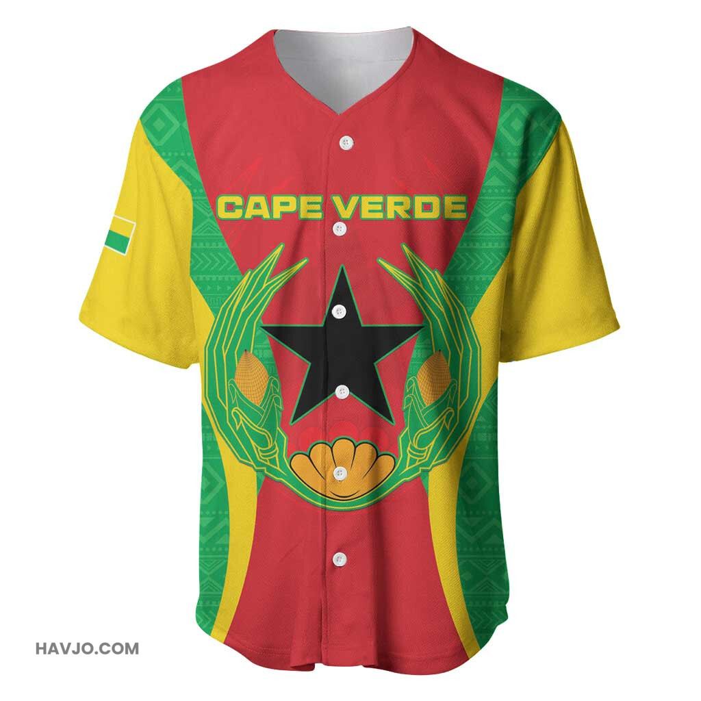 Personalised Afro Cape Verde (1975 1992) Mix African Pattern Baseball Jersey
