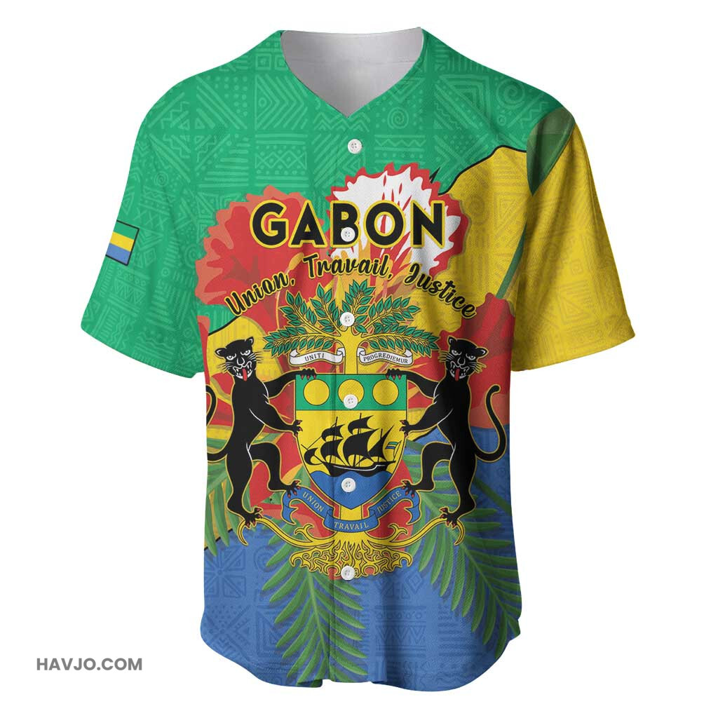 Personalised Afro Gabon Gabonese Union Travail and Justice Baseball Jersey