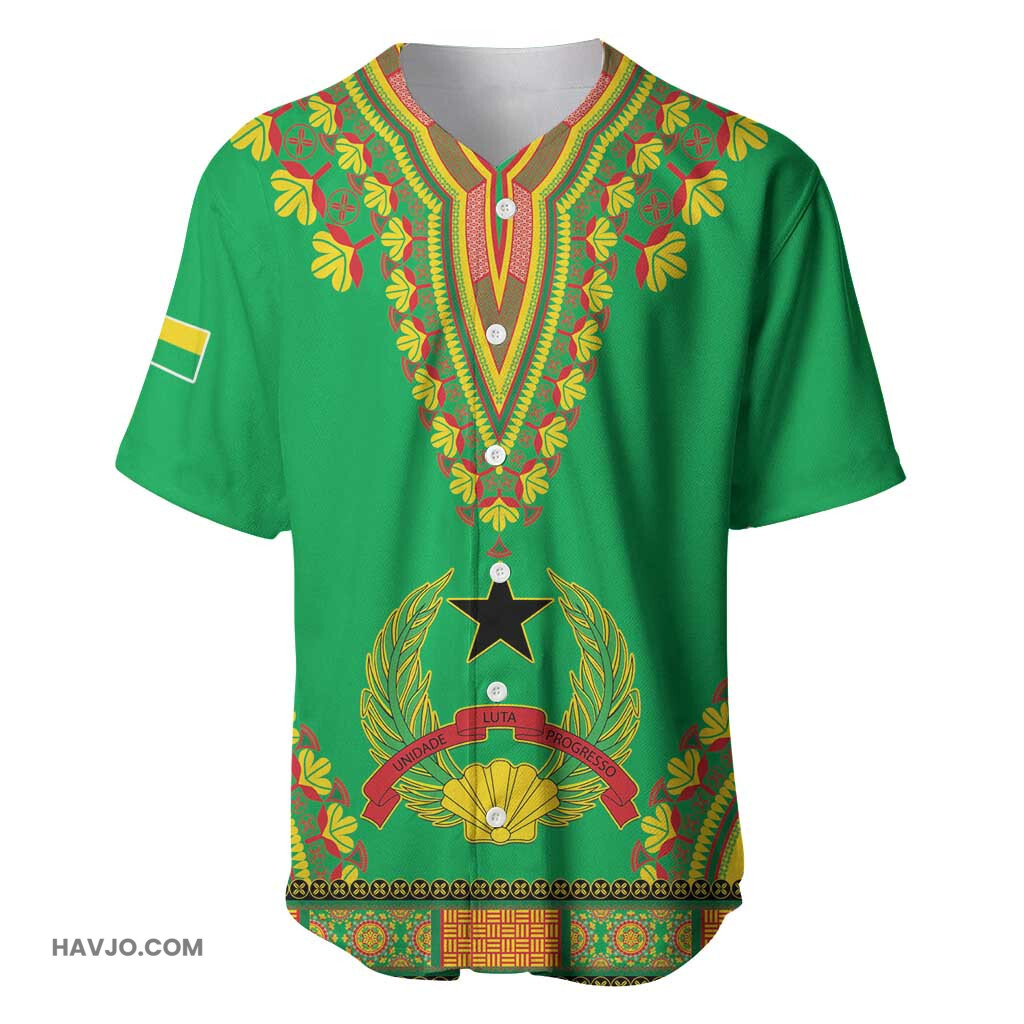 Personalised Afro Guinea Bissau Dashiki With Coat Of Arms Baseball Jersey