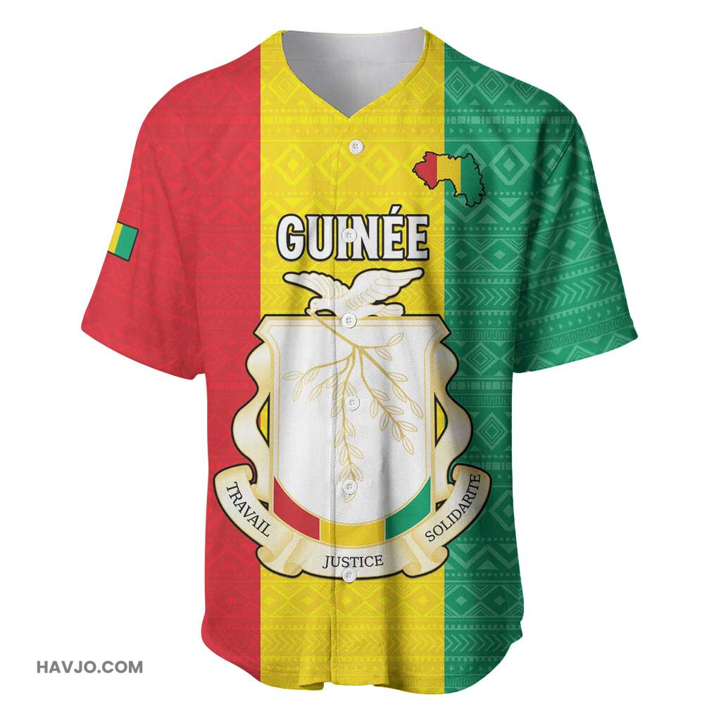 Personalised Afro Guinea Coat Of Arms Flag Style Baseball Jersey