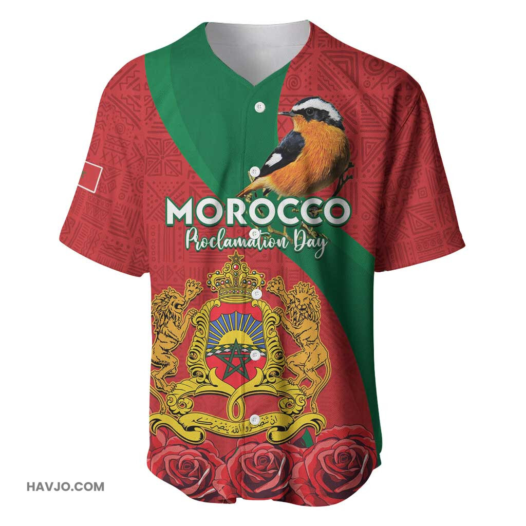 Personalised Afro Morocco Happy Proclamation Day African Pattern Baseball Jersey