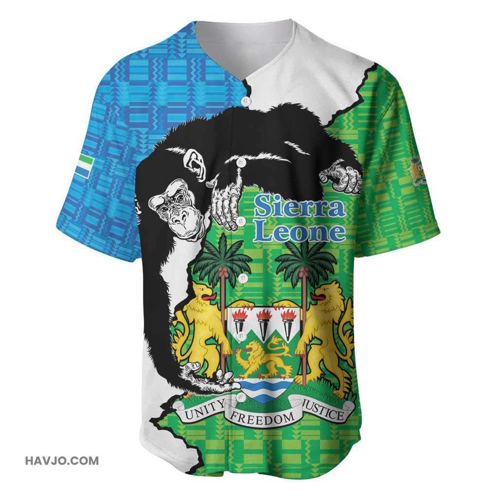 Personalised Afro Sierra Leone Chimpanzee Mix African Pattern Baseball Jersey