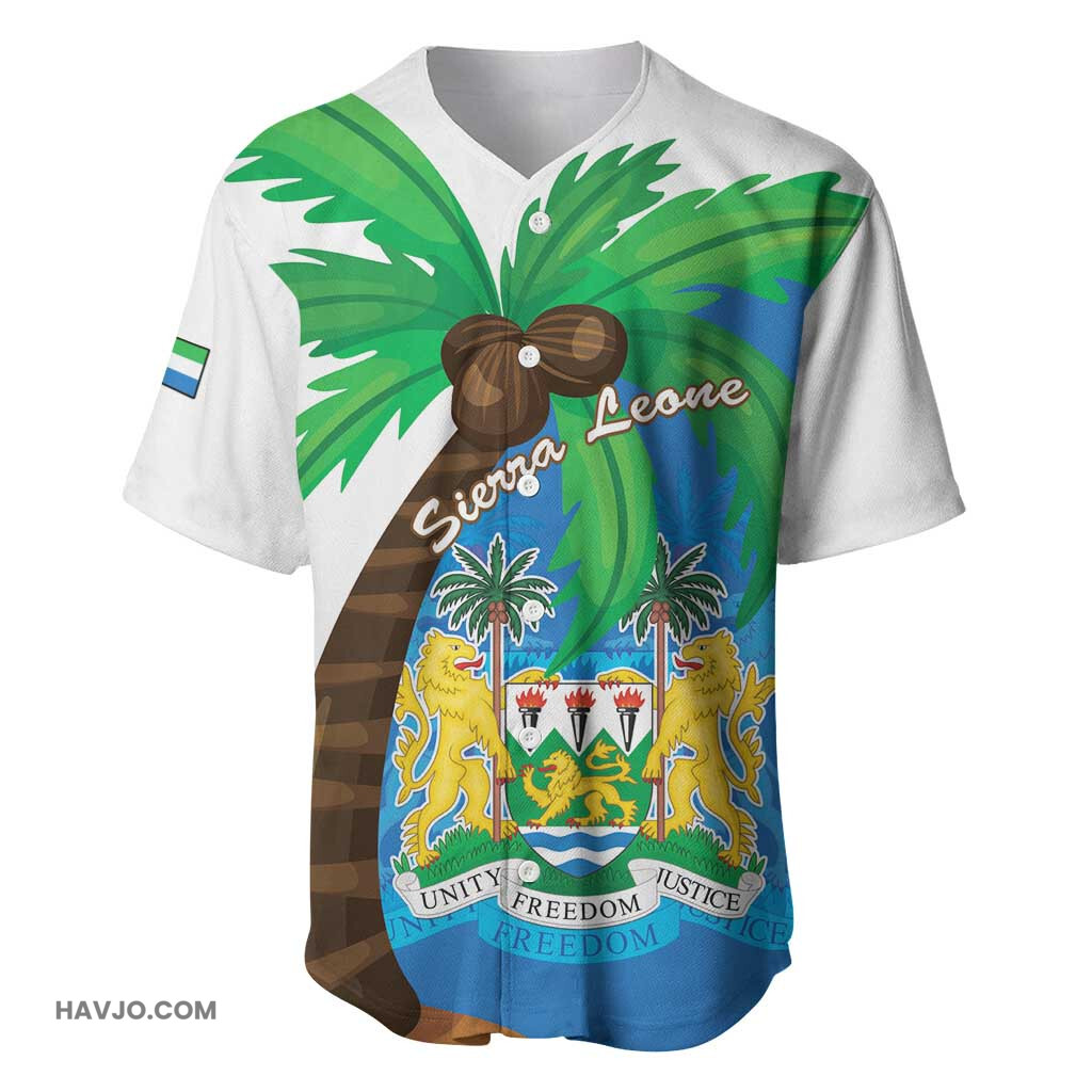 Personalised Afro Sierra Leone Coat Of Arms With Flag Map Baseball Jersey
