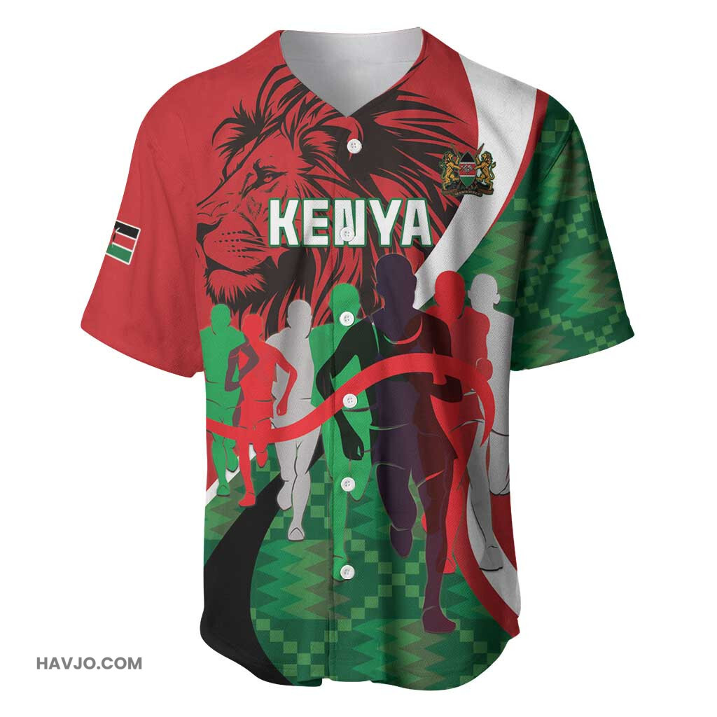 Personalised Athletics Kenya Kente Pattern Baseball Jersey