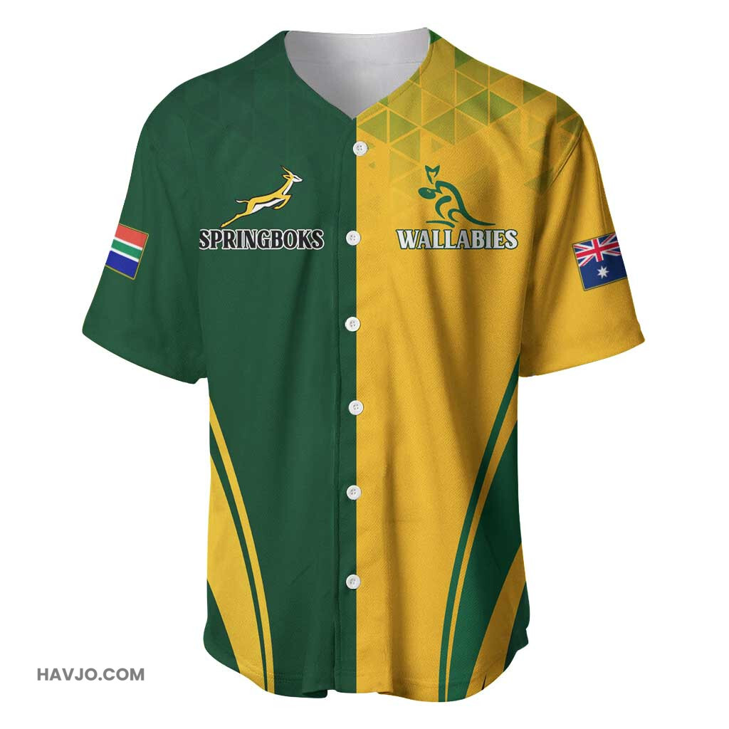 Personalised Australia Mix South Africa Rugby Wallabies And Springboks Champions Special Ver Baseball Jersey