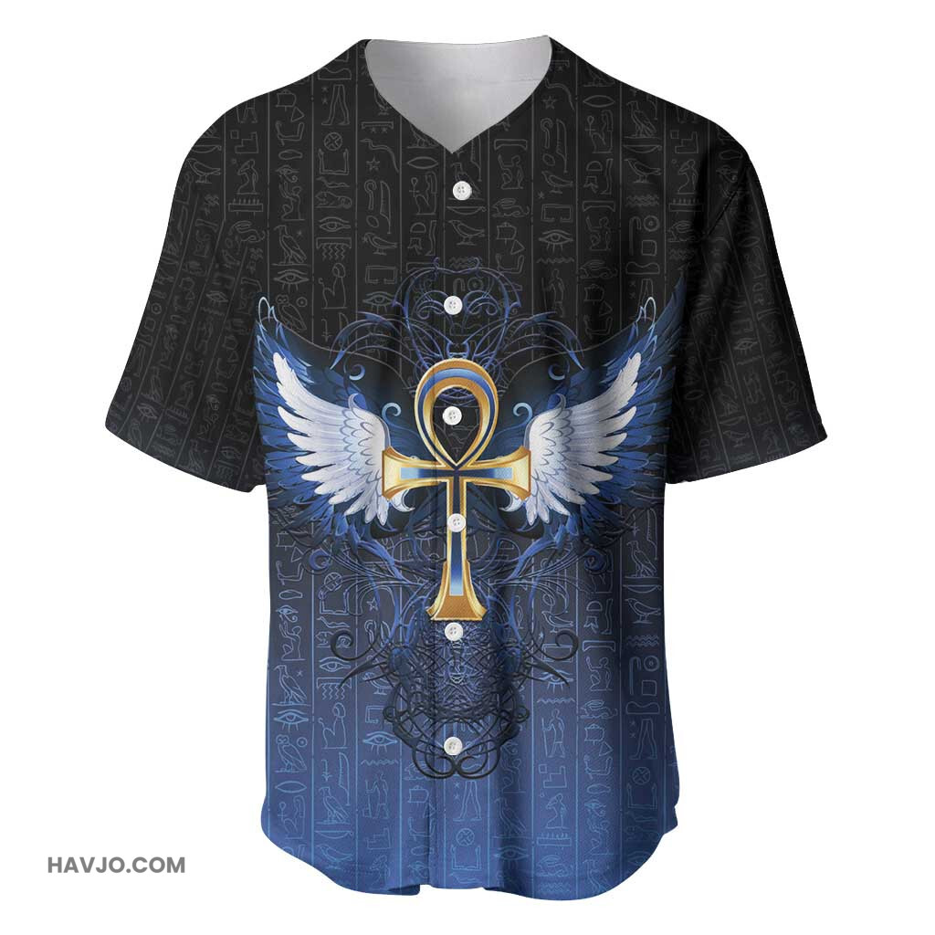 Personalised Egyptian Ankh Egypt Hieroglyphs Pattern Baseball Jersey