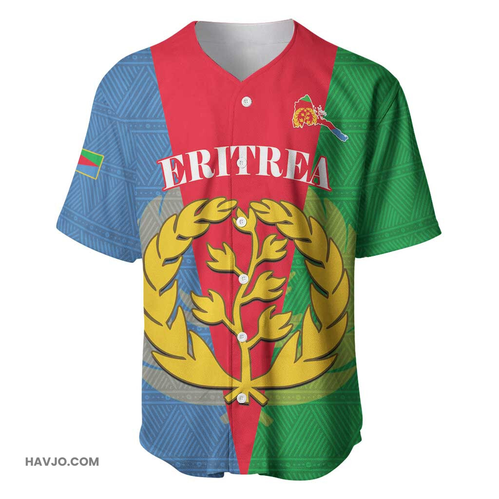 Personalised Eritrea Eritrean Map Mix African Pattern Simple Style Baseball Jersey
