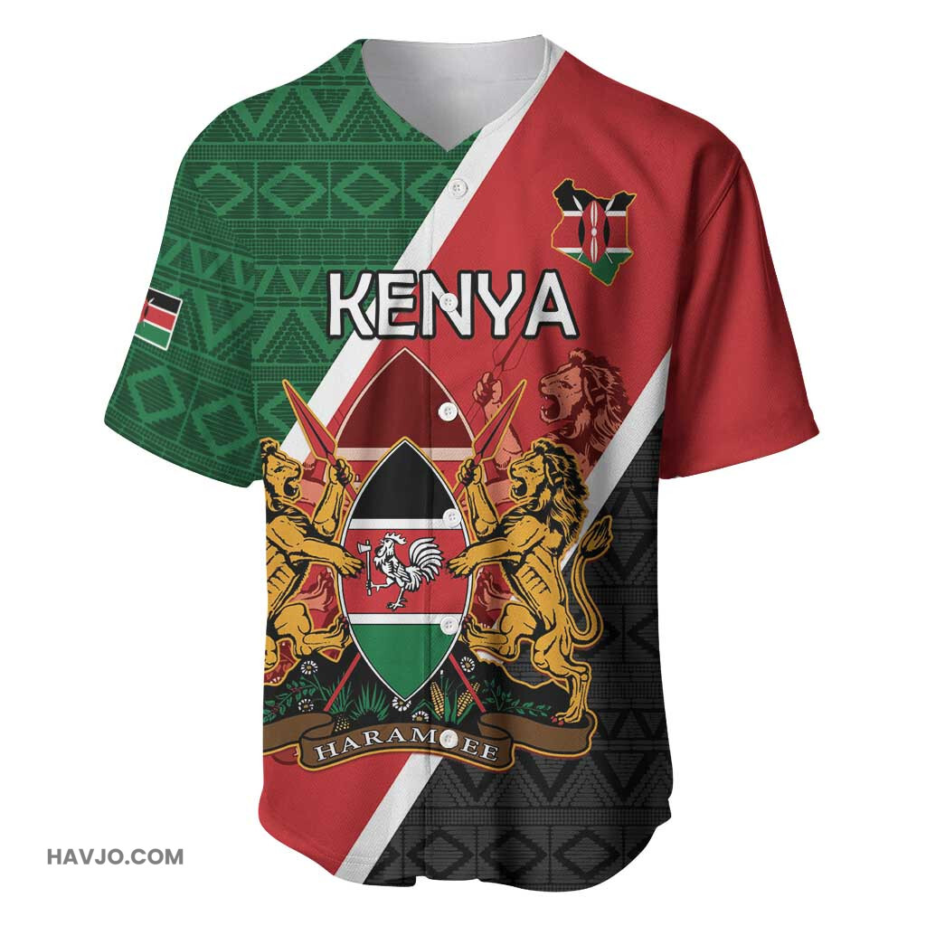Personalised Kenya Flag Style African Pattern Baseball Jersey