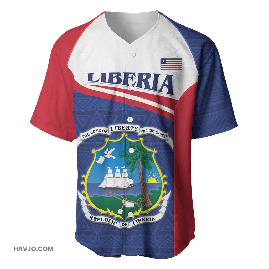 Personalised Liberia African Coat Of Arms Flag Baseball Jersey