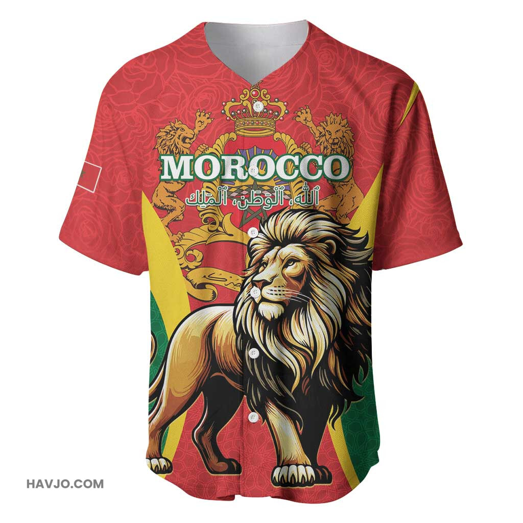 Personalised Morocco Barbary Lion Proclamation Day Baseball Jersey