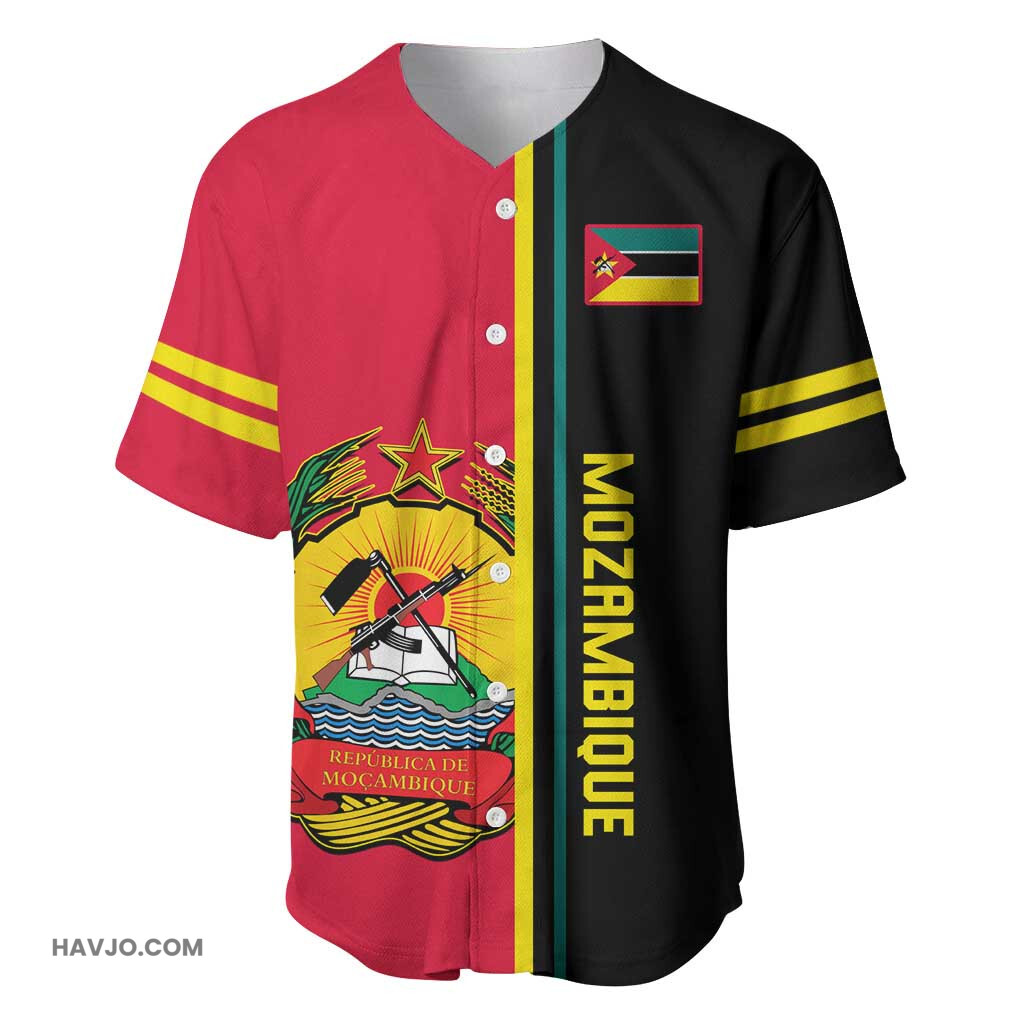Personalised Mozambique Muzambhiki Coat Of Arms Baseball Jersey