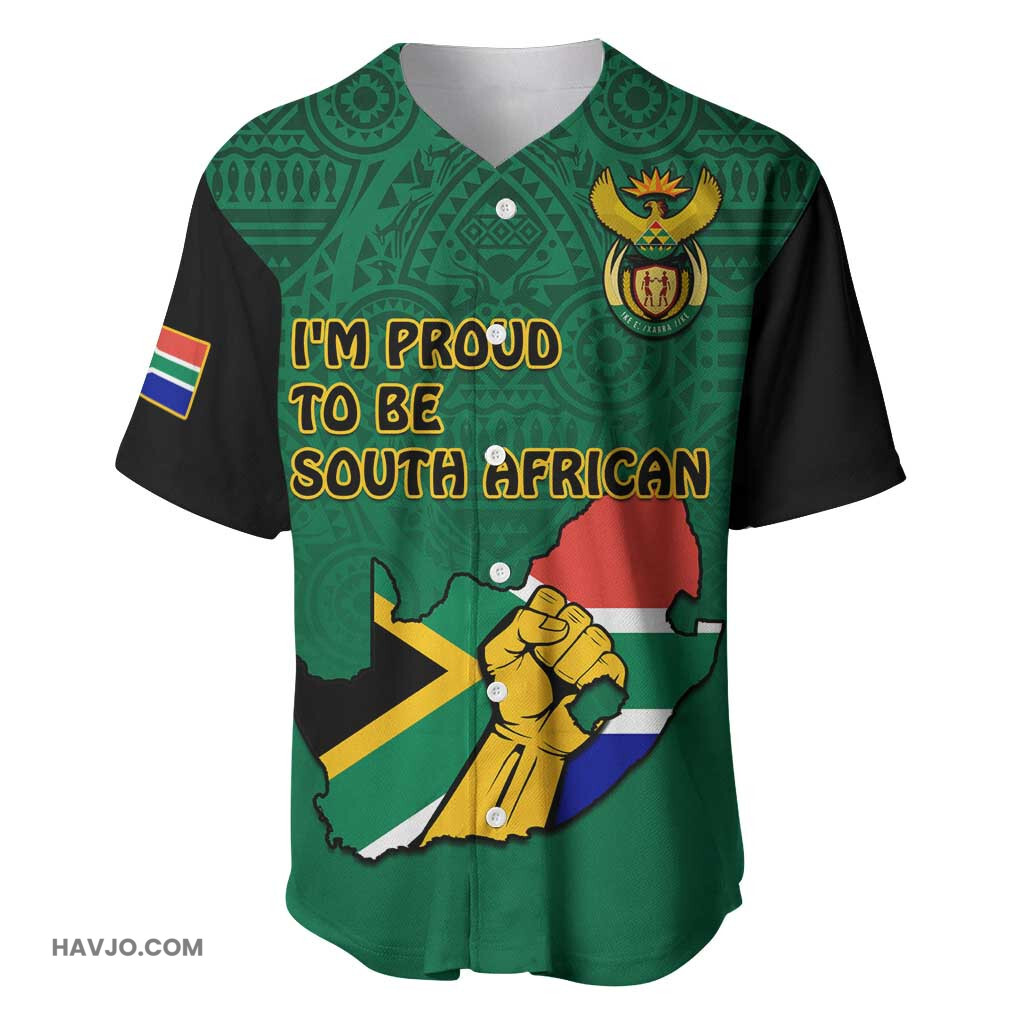 Personalised South Africa African Pattern Happy Freedom Day Green Version Baseball Jersey