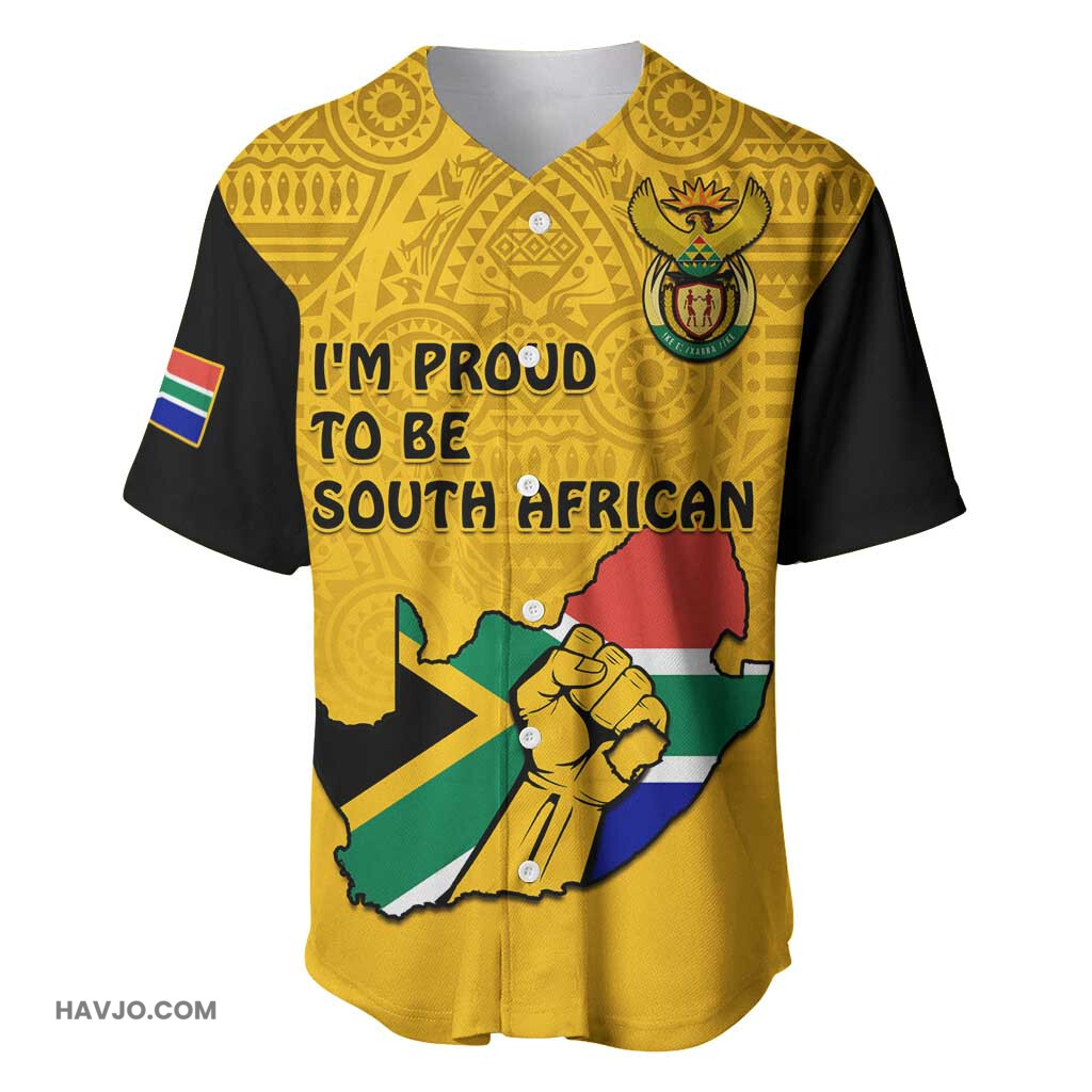 Personalised South Africa African Pattern Happy Freedom Day Yellow Version Baseball Jersey